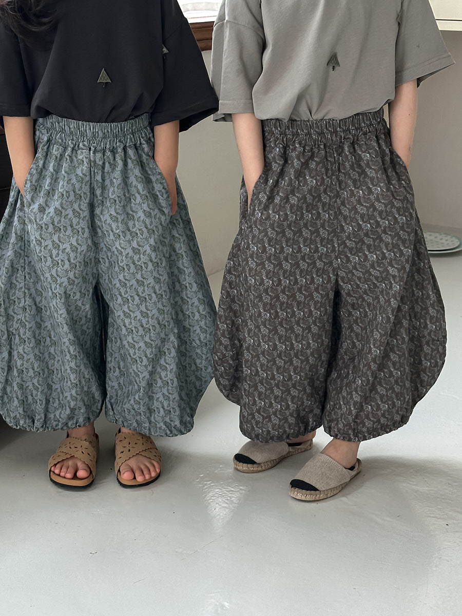全面プリントコットンロングパンツ