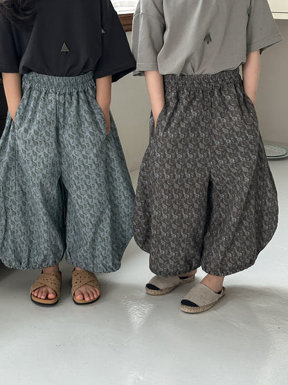 全面プリントコットンロングパンツ