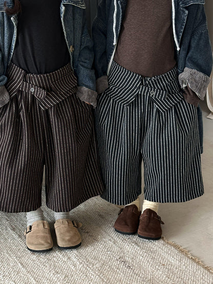 縦ストライプレトロワイドパンツ