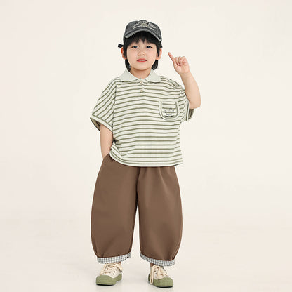 襟付きボーダーTシャツ