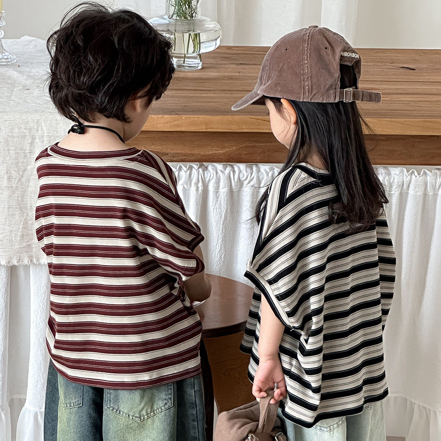 ボーダードロップショルダーTシャツ