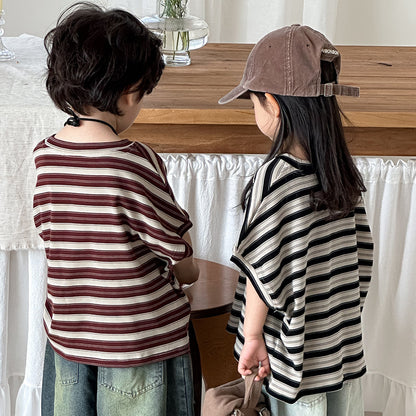 ボーダードロップショルダーTシャツ
