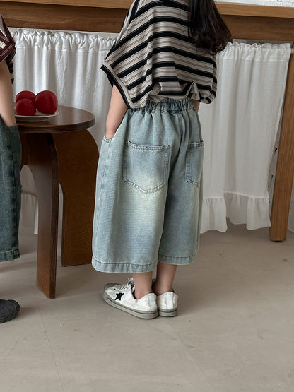 ワイド七分丈デニムパンツ