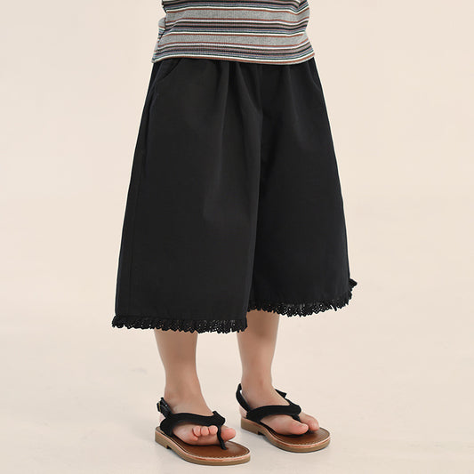 裾レース7分丈ワイドパンツ