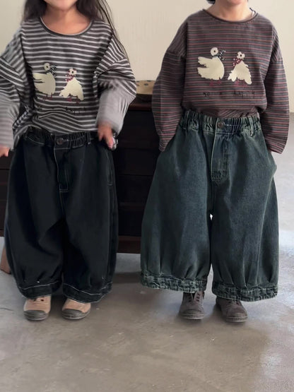 ヴィンテージ感ワイドデニムパンツ