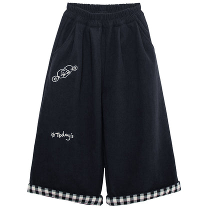 裾チェック裏ボアパンツ