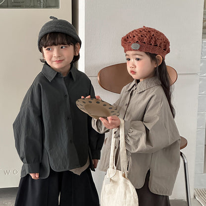 デザイン性ある無地シャツアウター