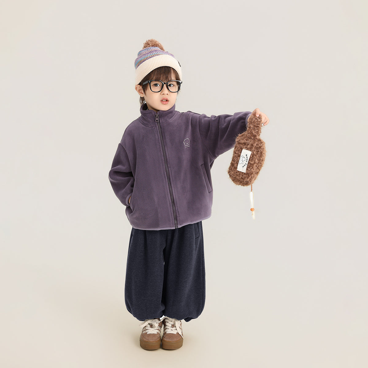 ワンポイント刺繍フリースジャケット