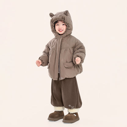 クマ耳中綿コート