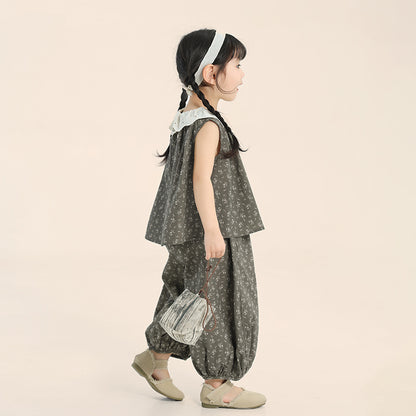 プリーツ加工小花柄セットアップ