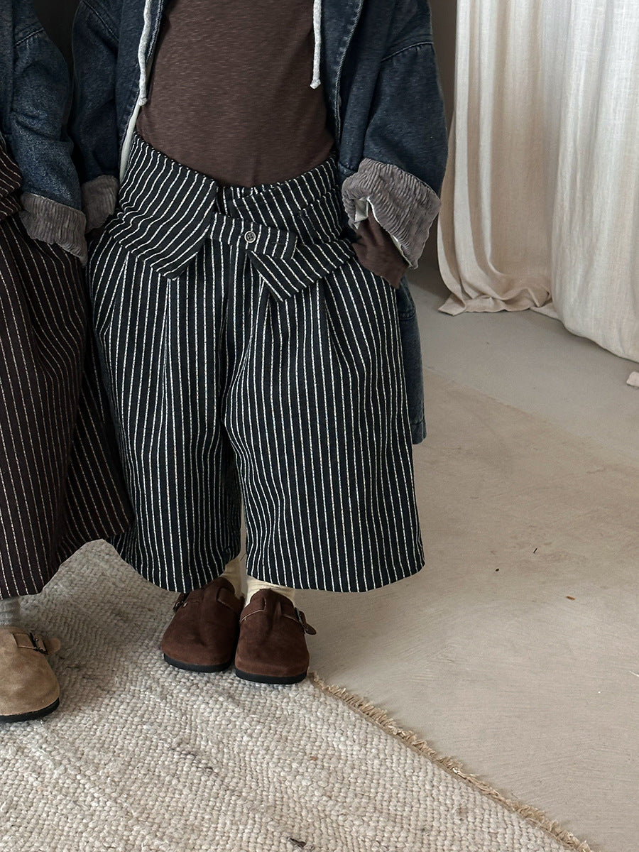 縦ストライプレトロワイドパンツ