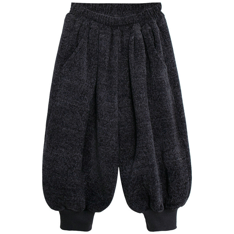 裾リブシェニール裏ボアパンツ