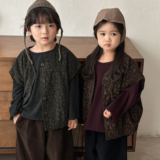 ダークレオパード柄ベスト