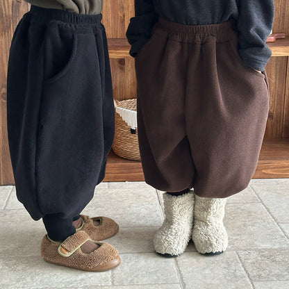 裾リブ厚手裏ボアパンツ