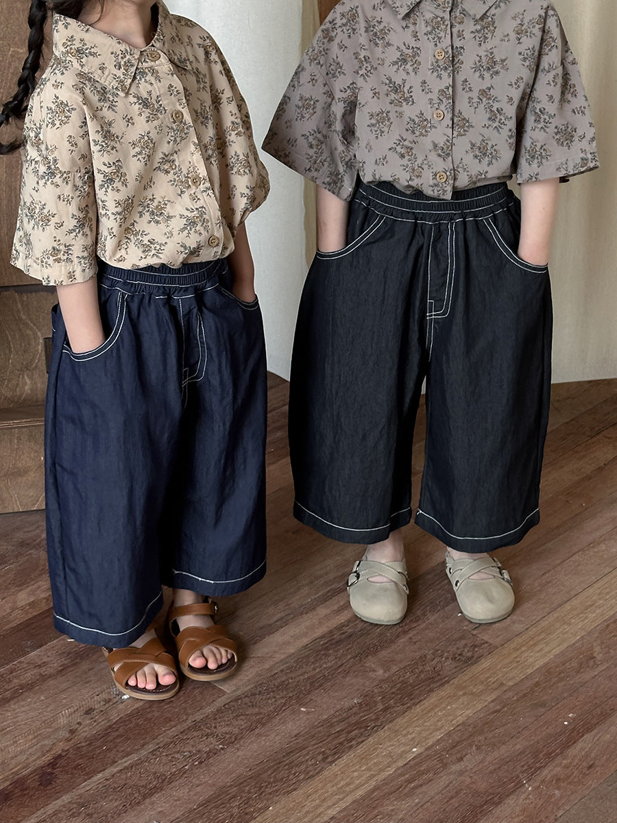薄手ワイドデニムパンツ