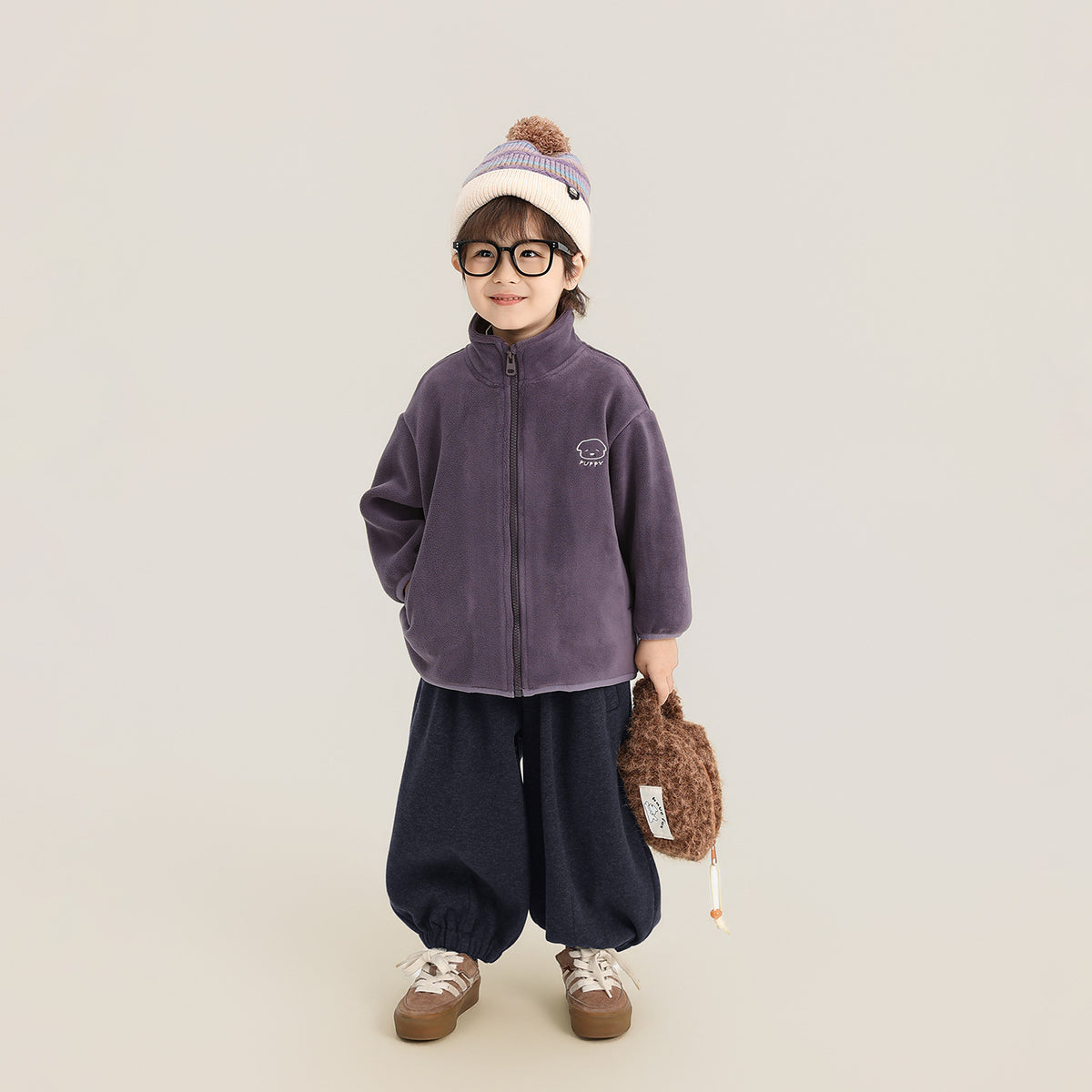 ワンポイント刺繍フリースジャケット