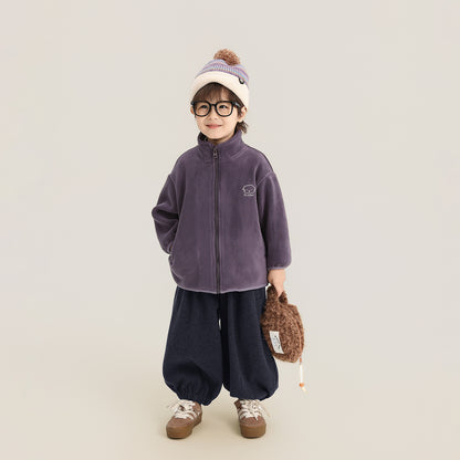 ワンポイント刺繍フリースジャケット