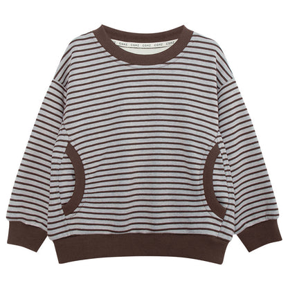 裏ボアボーダー柄プルオーバー