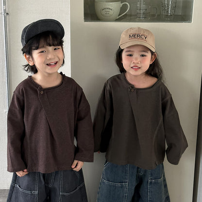 斜めボタンTシャツ綿100%