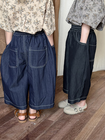 薄手ワイドデニムパンツ