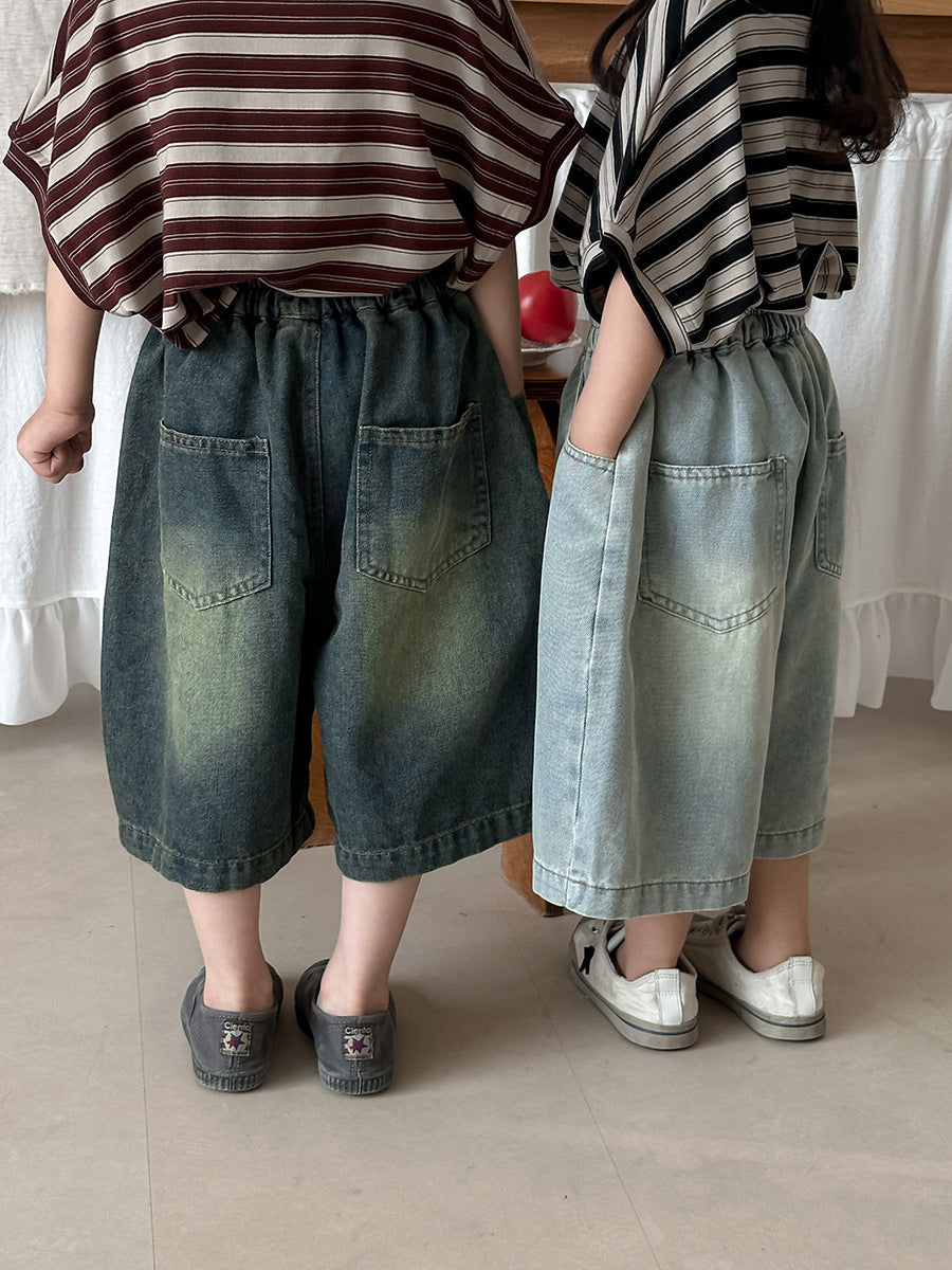 ワイド七分丈デニムパンツ