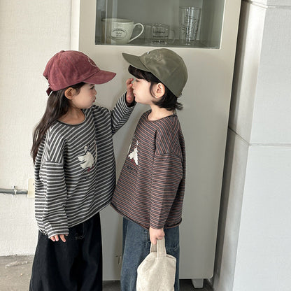 ガチョウプリントボーダーTシャツ