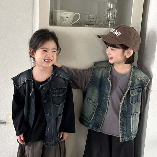 ほつれ加工デニムベスト