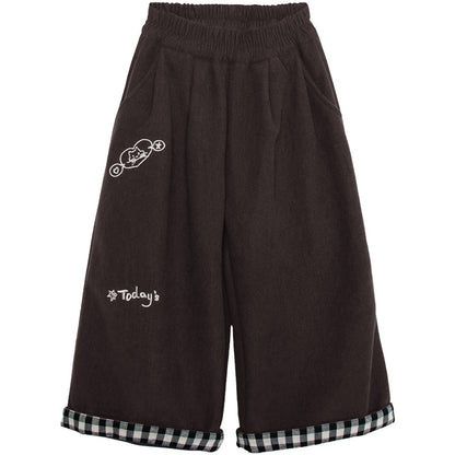裾チェック裏ボアパンツ