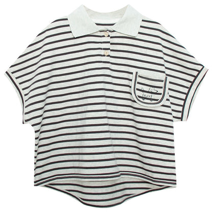 襟付きボーダーTシャツ