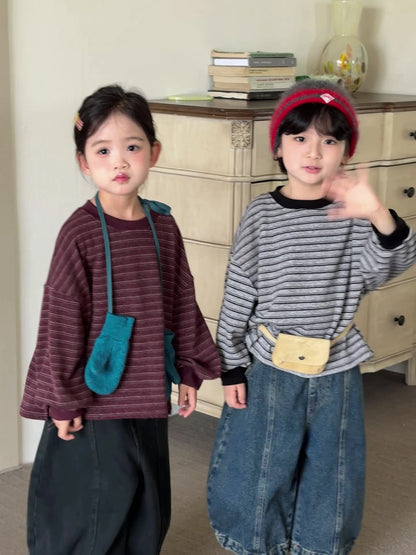 カシミヤ混素材ボーダー長袖T