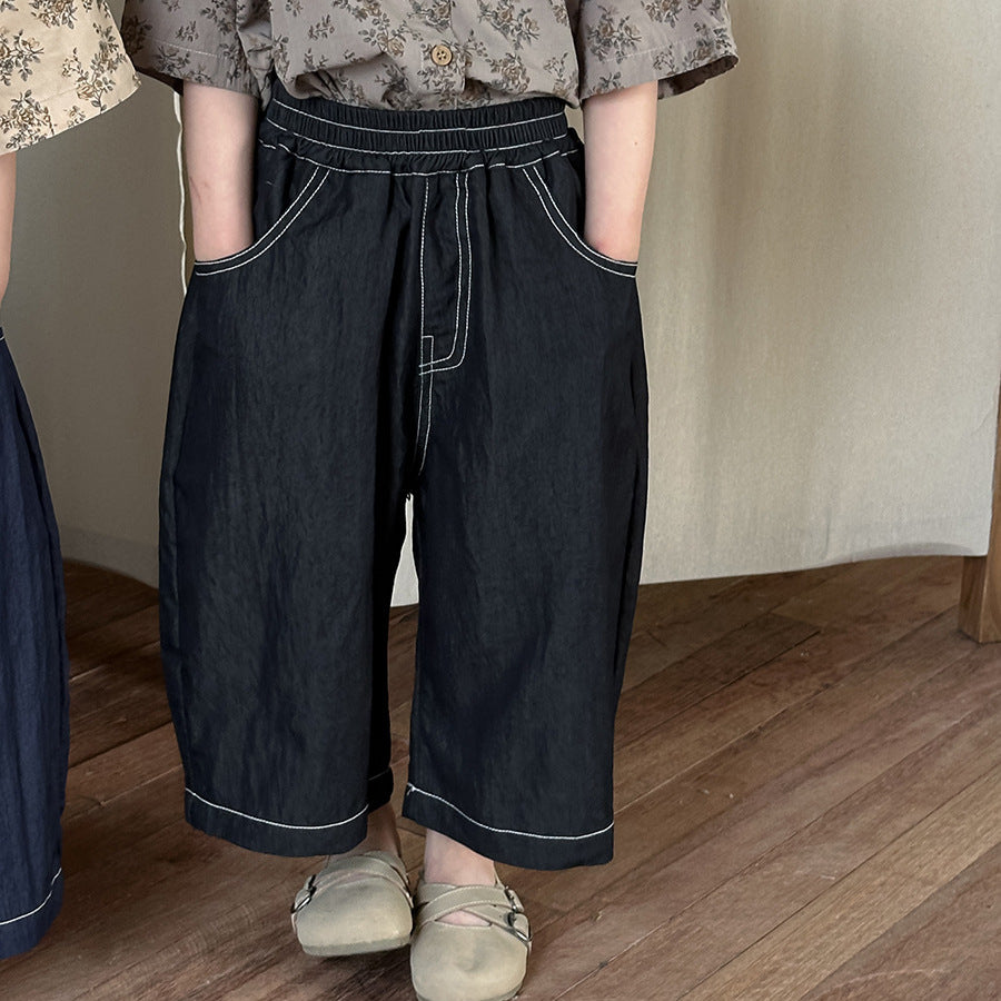 薄手ワイドデニムパンツ