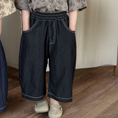 薄手ワイドデニムパンツ
