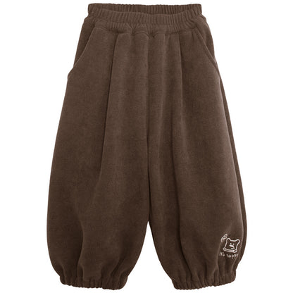 裾クマプリント裏ボアパンツ