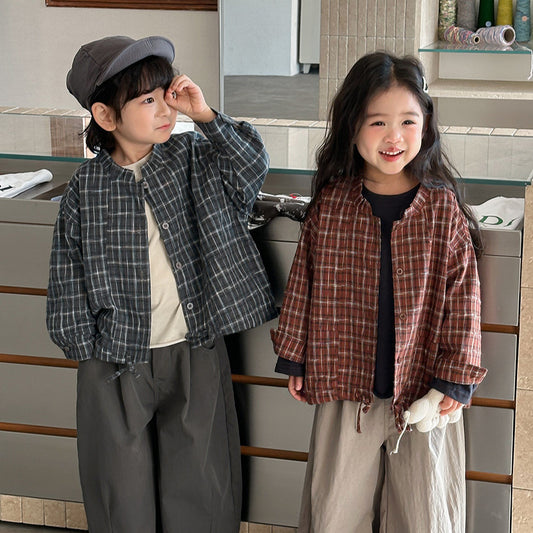 裏地付きチェックシャツ