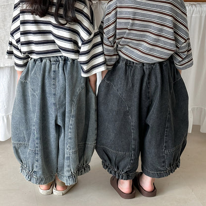 裾ギャザーバルーンデニムパンツ
