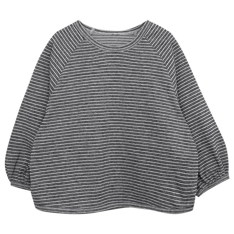 細ボーダー長袖Tシャツ