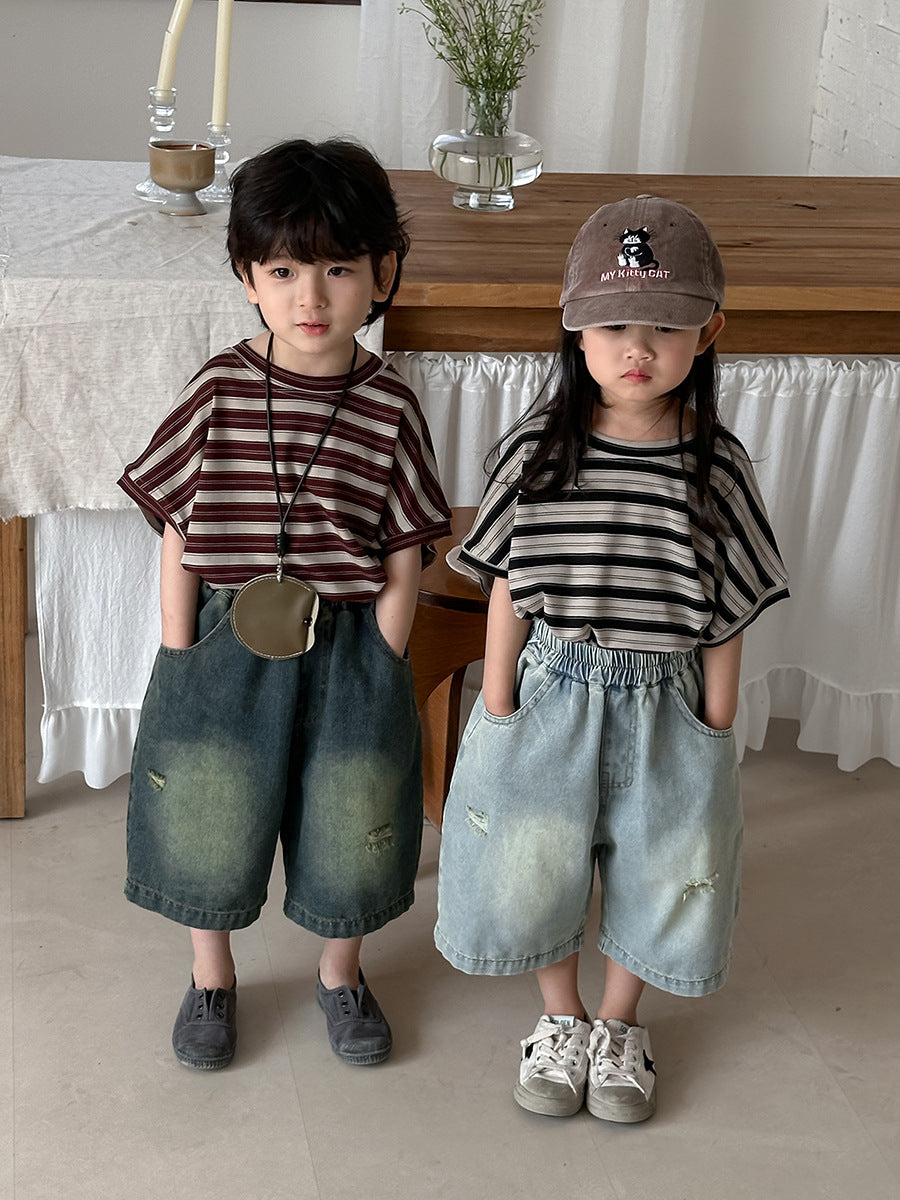 ワイド七分丈デニムパンツ
