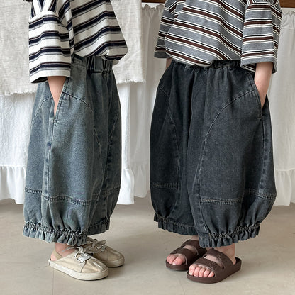 裾ギャザーバルーンデニムパンツ