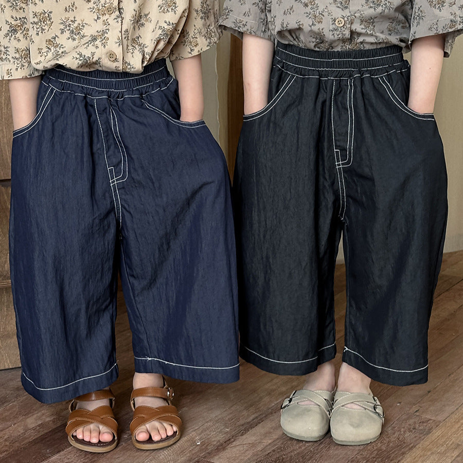 薄手ワイドデニムパンツ