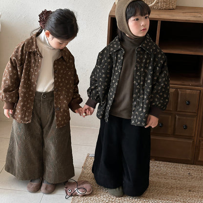 Small floral print fleece-lined shirt jacket