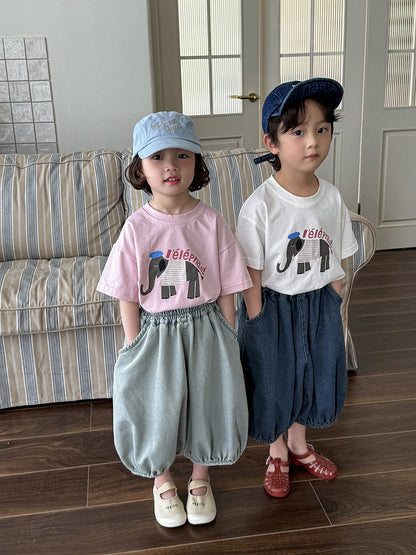 薄手七分丈デニムパンツ