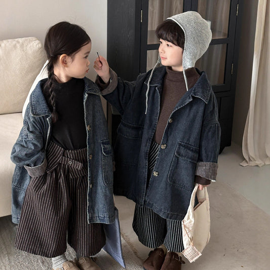 ロング丈デニムコート