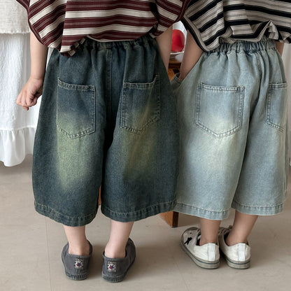 ワイド七分丈デニムパンツ
