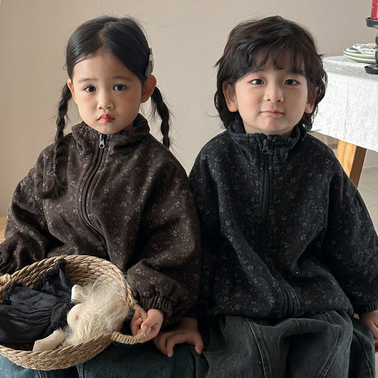 小花柄ジッパーアウター