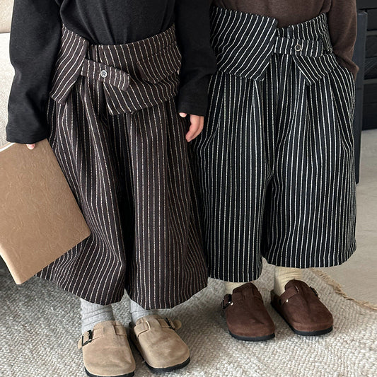 縦ストライプレトロワイドパンツ
