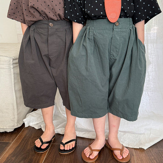 フロントボタン仕様ハーフパンツ