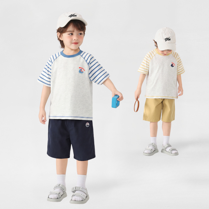 ボーダー切替クルーネックTシャツ