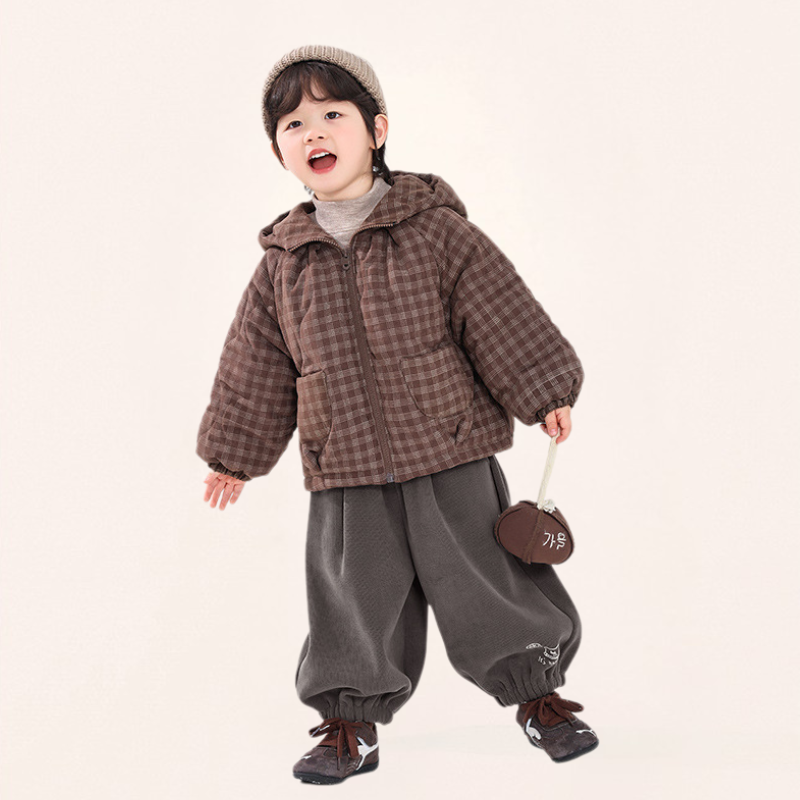 裾クマプリント裏ボアパンツ