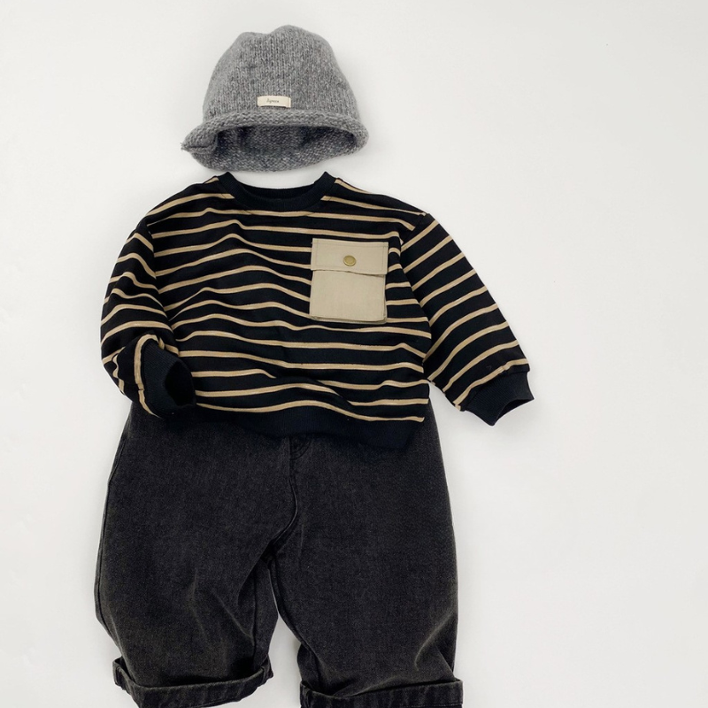 胸ポケットボーダースウェット