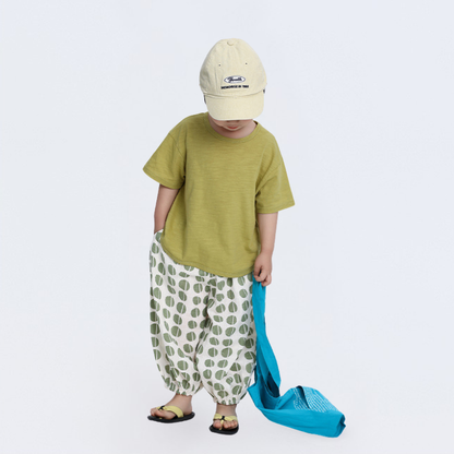 ユニークドット柄薄手ロングパンツ